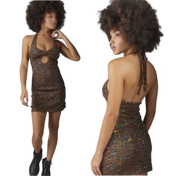 NWTs UO Gemma Sparkly Mini Dress Size XS - Picture 1 of 15